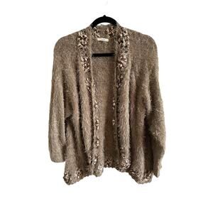 Easel Women's Small/Medium Long Sleeve Brown Knitted Cardigan